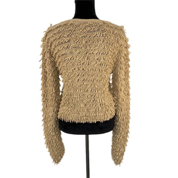 rag & bone Cardigan - Shag Loop Crop - Khaki Boho Knit - Designer - Size L - Picture 2 of 6